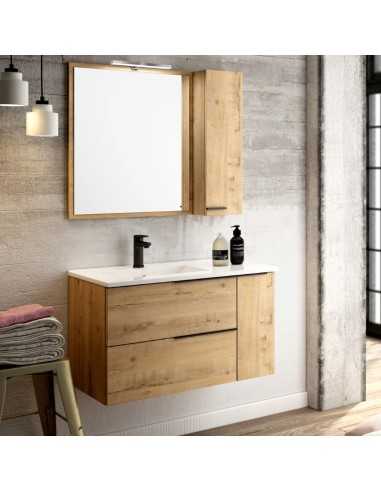 Mueble de baño madera BLACK CAPRI suspendido en Roble Principal