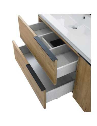 Mueble de baño BLACK CAPRI suspendido en Roble Interior