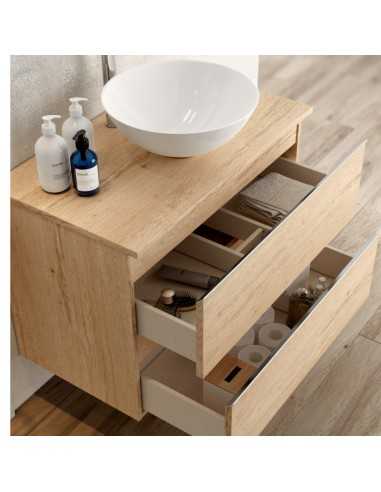 Interior del mueble de baño suspendido madera bambú Inglet