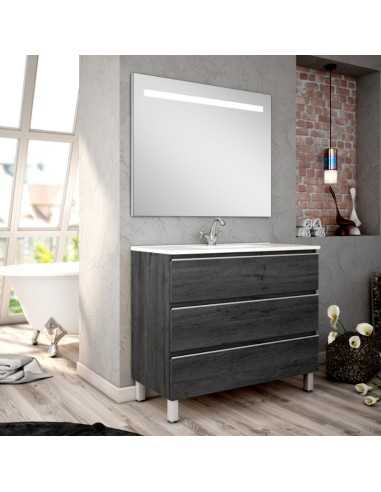 Mueble de baño madera 100 cm con patas Inglet Ebony