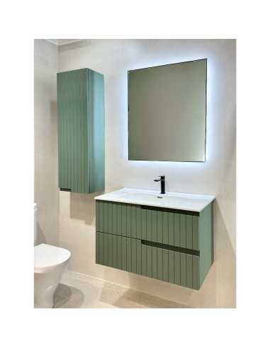 Mueble de baño CLAIR 2 cajones suspendido.Blanco verde y azul · Pereda