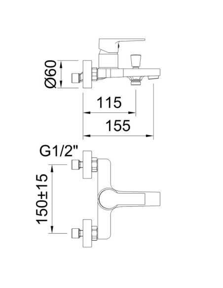Grifo de bañera negro CLEVER GO!2 Medidas