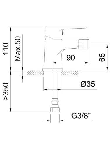 Grifo de bide negro CLEVER GO!2 Medidas