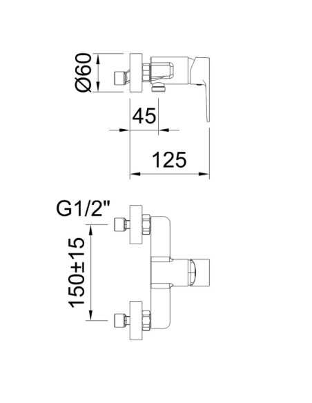 Grifo de ducha CLEVER GO!2 cromado Medidas