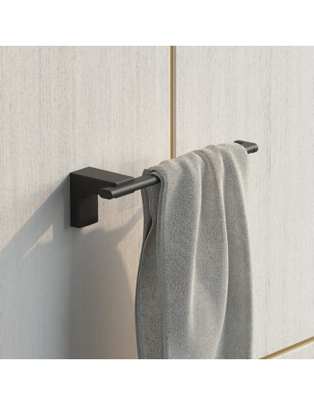 Toallero abierto 20 cm ELECTECH en acabado negro mate de SONIA. Pereda.