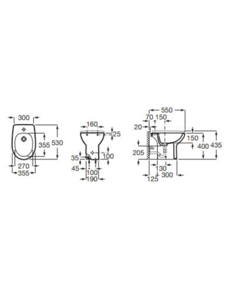 Bidé VICTORIA Nuevo A Suelo de ROCA. Medidas.