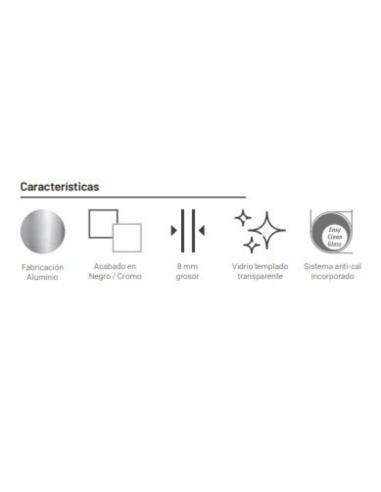 Mampara de ducha Fijo NEW ONE Transparente en Cromo. Características.