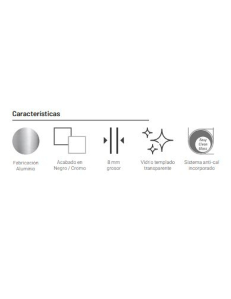 Mampara de ducha Fijo NEW ONE Transparente en Cromo. Características.