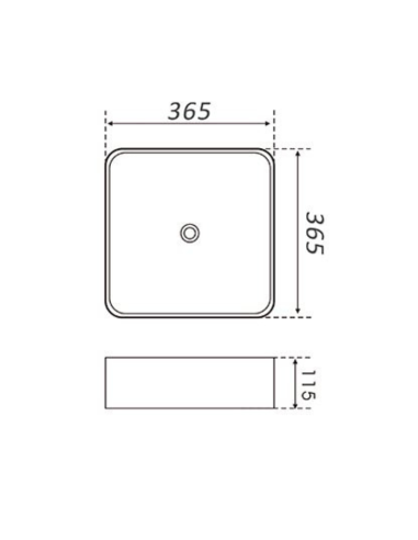 Lavabo SATET sobrencimera 36,5 x 36,5 cm en Blanco Brillo. Medidas.