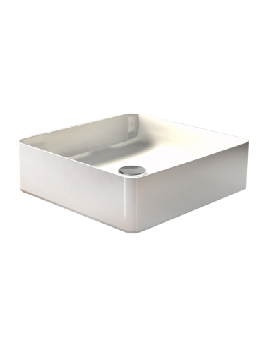 Lavabo SATET sobre encimera 36,5 x 36,5 cm en Blanco Brillo. Frontal.