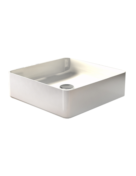Lavabo SATET sobre encimera 36,5 x 36,5 cm en Blanco Brillo. Frontal.