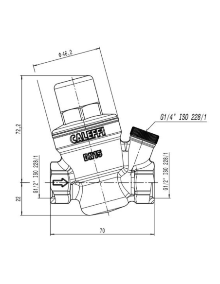 Válvula Reductora Presión Termostática HE Caleffi. Medidas.