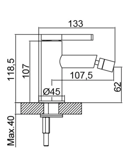Grifo de Bidé URBAN FLOW. Medidas. Grifo de Bidé URBAN FLOW. Medidas.
