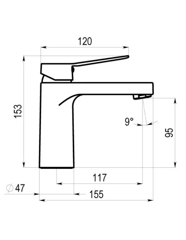 Grifo de Lavabo DALMA. Medidas.