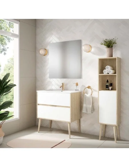 Mueble de baño blanco y madera NORDICO Mueble de baño blanco y madera NORDICO