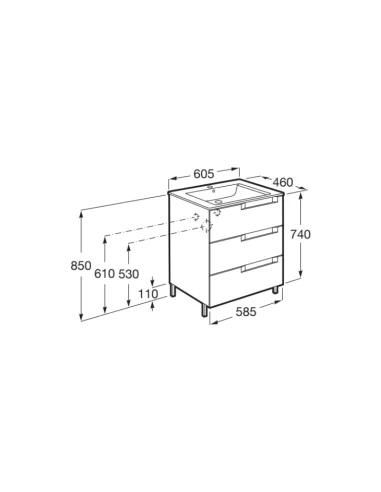 Medidas mueble de baño Aleyda Roca 60 cm