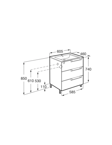 Medidas mueble de baño Aleyda Roca 60 cm