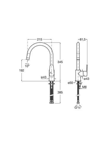 Medidas grifo de cocina ROCA VICTORIA PLUS