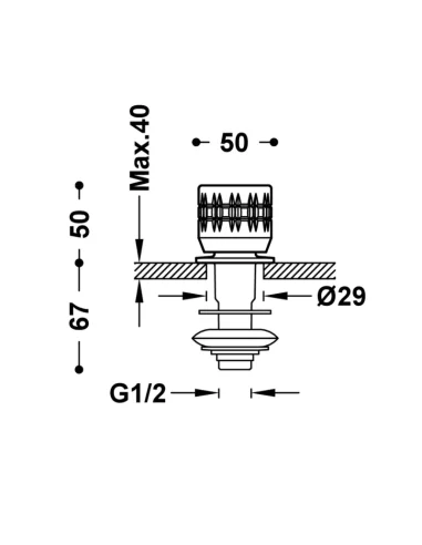 Medidas Grifo bidé agua fría TRES ES-23