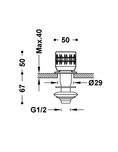 Medidas Grifo bidé agua caliente TRES ES-23 Medidas Grifo bidé agua caliente TRES ES-23