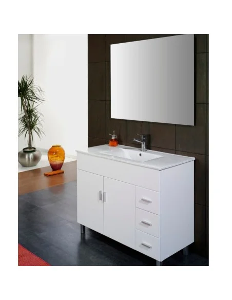 Mueble de baño blanco con puertas y cajones REUS