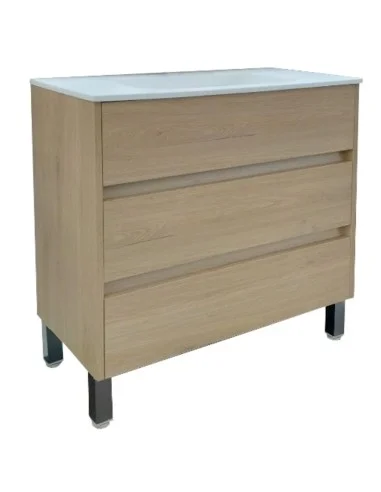 Mueble de baño fondo reducido madera roble LAGO