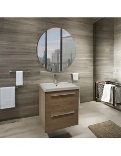 Mueble baño fondo reducido madera oscura PLAZA