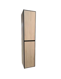 Columna auxiliar de baño DESERT roble pegasus y perfil de aluminio negro · Pereda