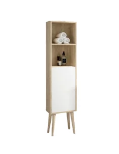 Columna de baño blanco y madera NORDICO