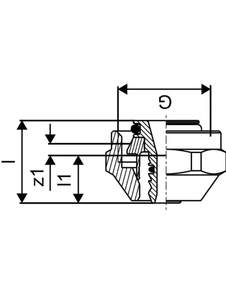 Adaptador Colector Compresión 16*2,08 G3/4 de UPONOR. Dibujo 2