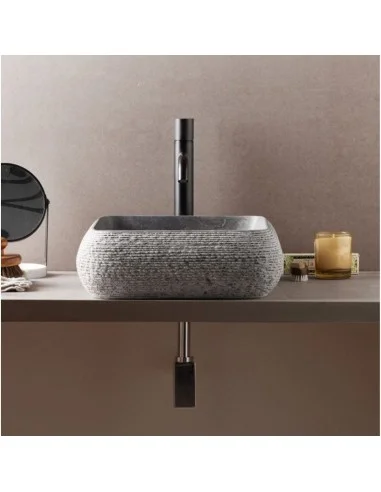 Lavabo sobre encimera piedra DOMED 40. Ambiente.