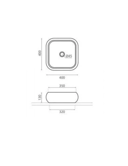 Lavabo sobre encimera piedra DOMED 40. Medidas.
