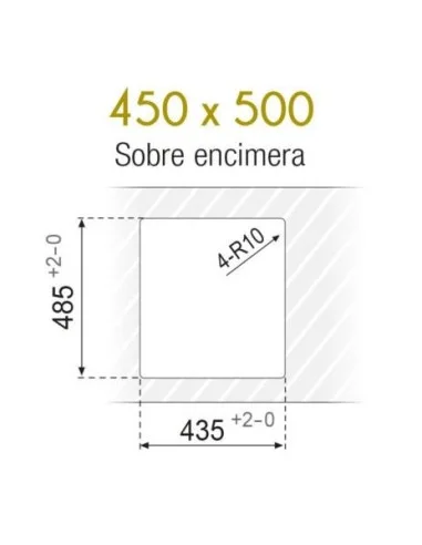 Fregadero Sobre Encimera BOSTON. 45 x 50 medidas.