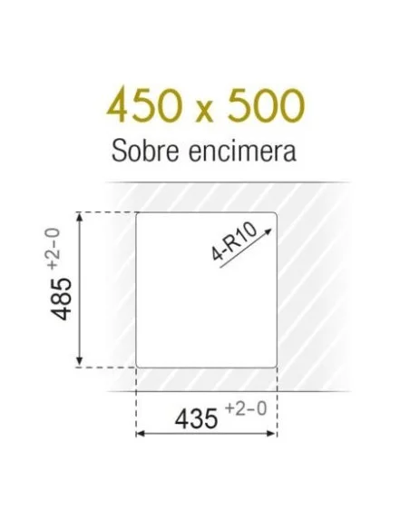 Fregadero Sobre Encimera BOSTON. 45 x 50 medidas.