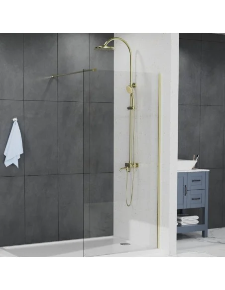 Mampara de ducha 1 hoja fija 100x195 con tirante de sujeción · Pereda Mampara de ducha 1 hoja fija 100x195 con tirante de sujeción · Pereda