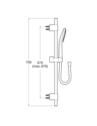 Medidas Kit de ducha ROCA Sensum round 130/3