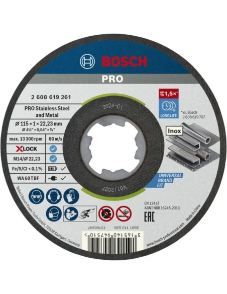 Disco de corte Bosch Standard for Inox X-LOCK 10 uds
