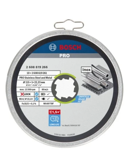 Disco de corte Bosch Standard for Inox X-LOCK lata de 10 uds