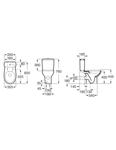 Inodoro VICTORIA Roca H (Medidas)