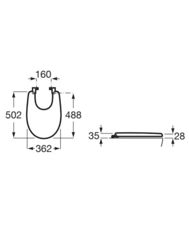 Tapa inodoro Roca VICTORIA amortiguada (Medidas)