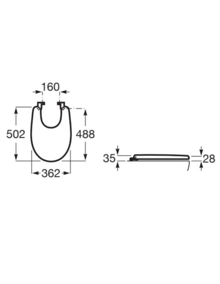Tapa inodoro Roca VICTORIA (Medidas)