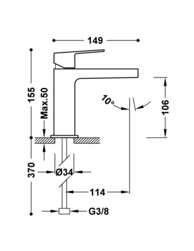Grifo de lavabo PROJECT-TRES medidas