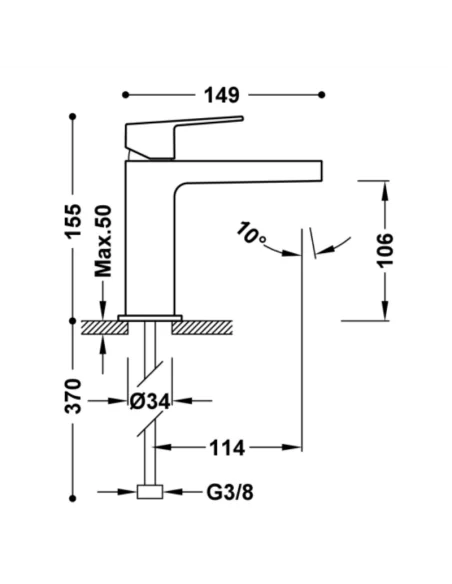 Grifo de lavabo PROJECT-TRES medidas