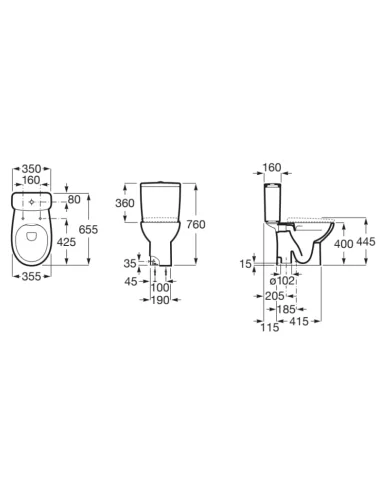 Medidas Inodoro VICTORIA Roca V