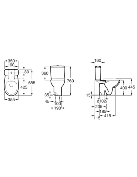 Medidas Inodoro VICTORIA Roca V