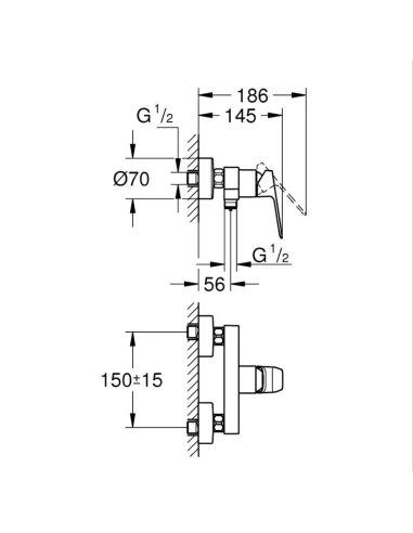 Grifo de ducha Cubeo Grohe Medidas