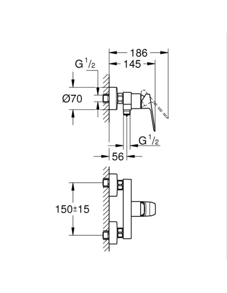 Grifo de ducha Cubeo Grohe Medidas