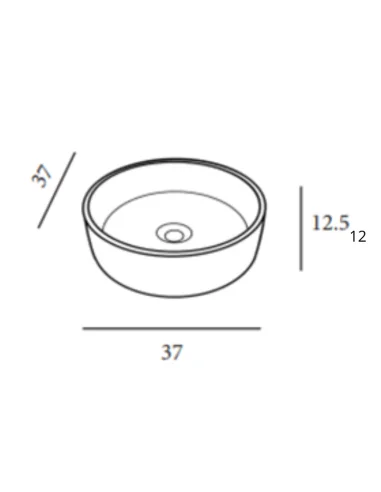 Lavabo sobre encimera Diana SOLID 37 cm (medidas)
