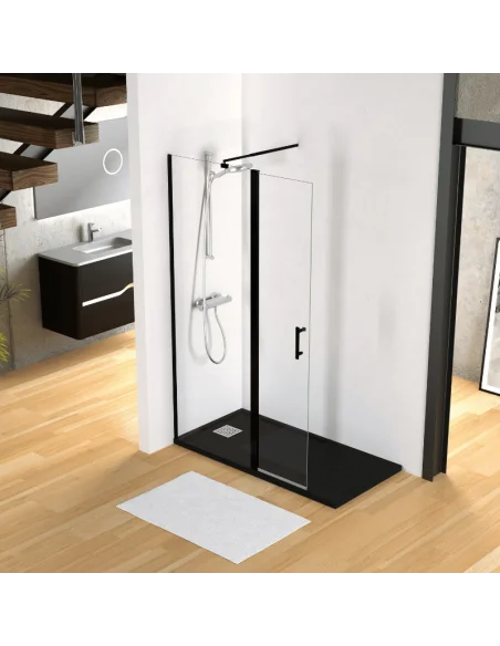 Mampara de ducha frontal MILAN perfil NEGRO