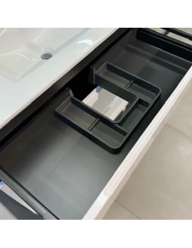 Mueble de baño KAIRO en blanco brillo 3 Cajones a Suelo. Pereda